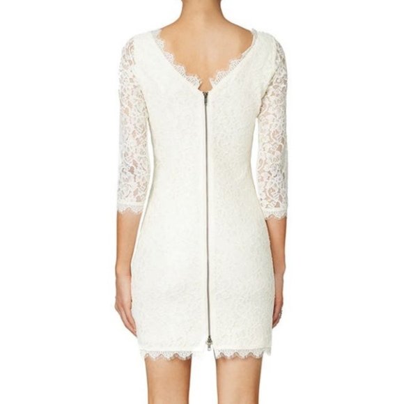 Diane Von Furstenberg Ivory Zarita Lace Mini Cocktail Special Occasion Dress 4 - Picture 5 of 15